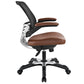 Modway Edge Mesh Back and White Vinyl Seat Office Chair With Flip-Up Arms - Computer Desks in Tan MDY-EEI-595-TAN