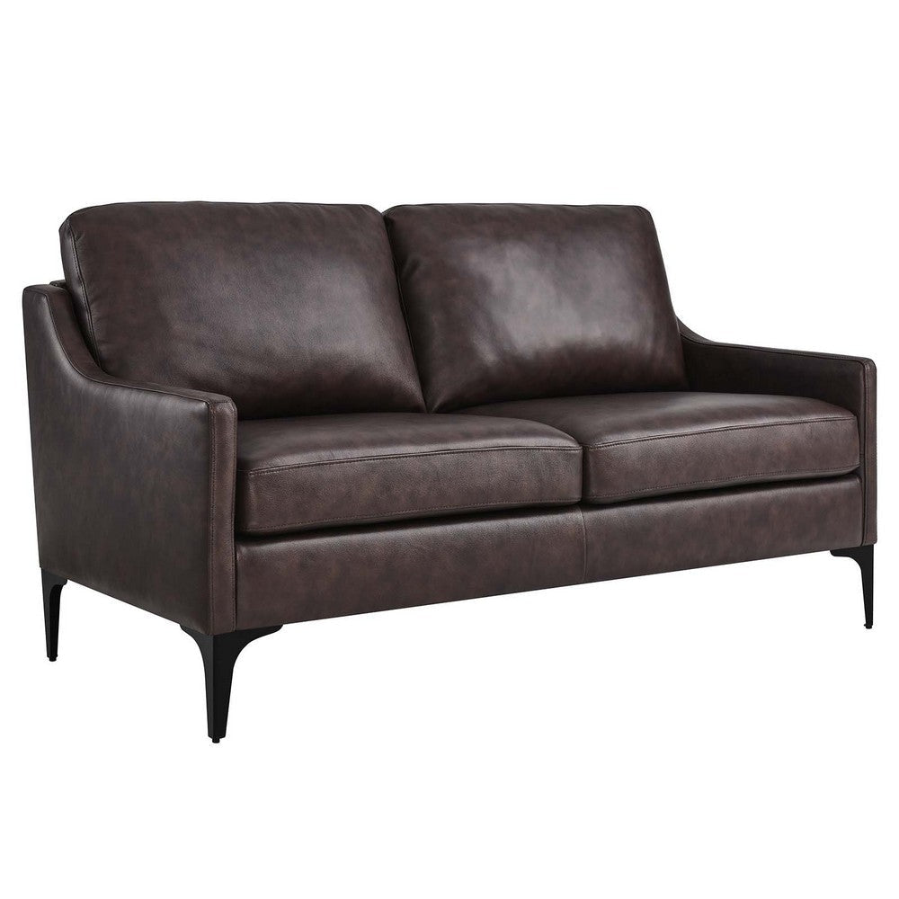 Modway Corland Upholstered Leather, Loveseat, Brown