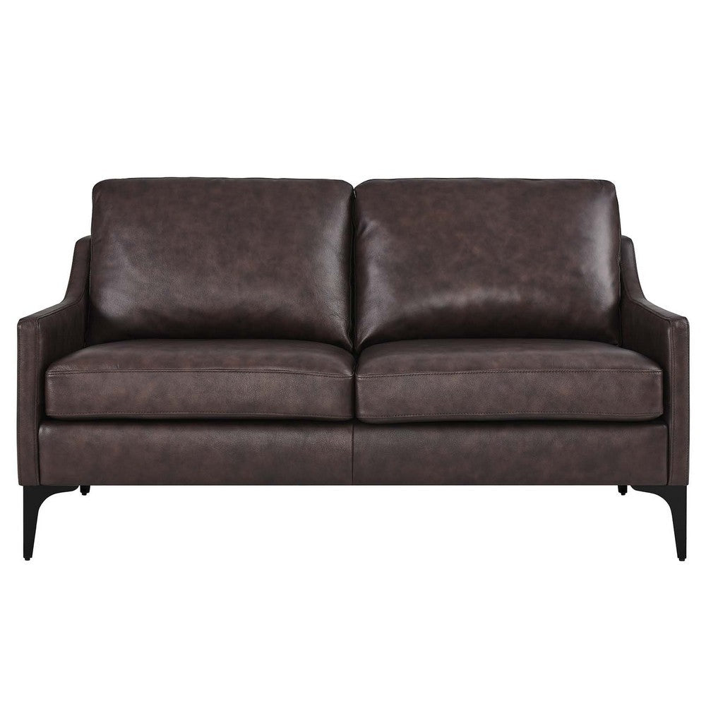 Corland Leather Loveseat - No Shipping Charges MDY-EEI-6020-BRN