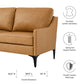 Modway Corland Upholstered Leather Loveseat Tan MDY-EEI-6020-TAN