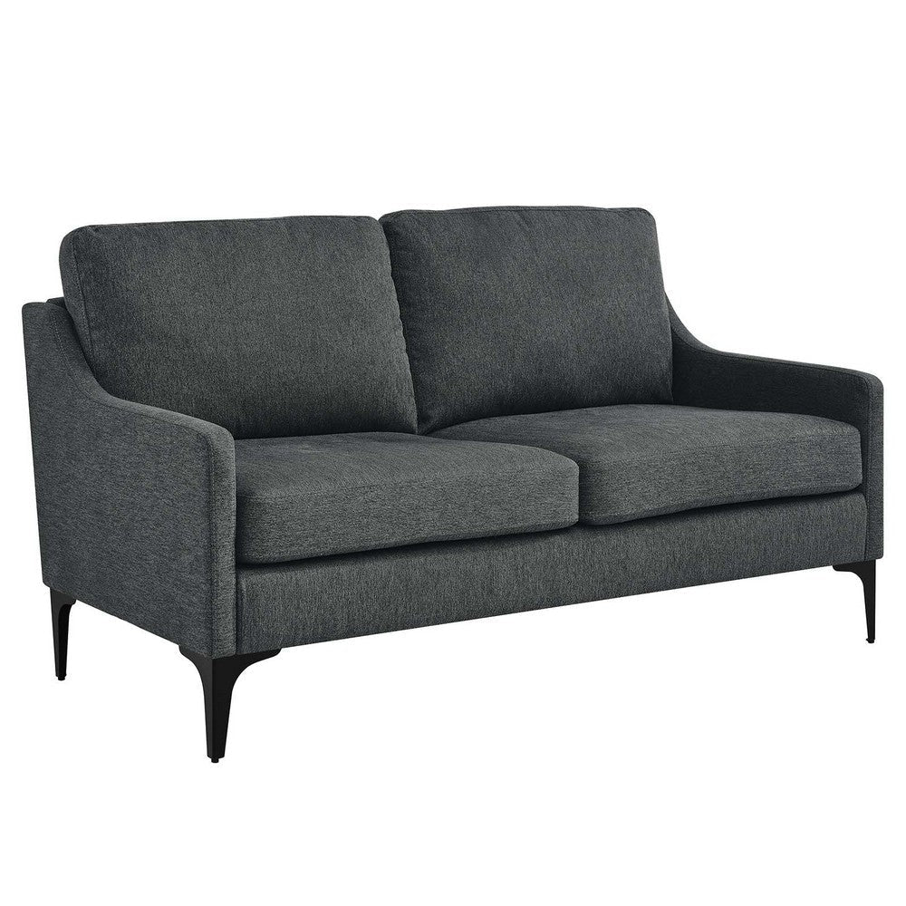 Modway Corland Upholstered Fabric, Loveseat, Charcoal