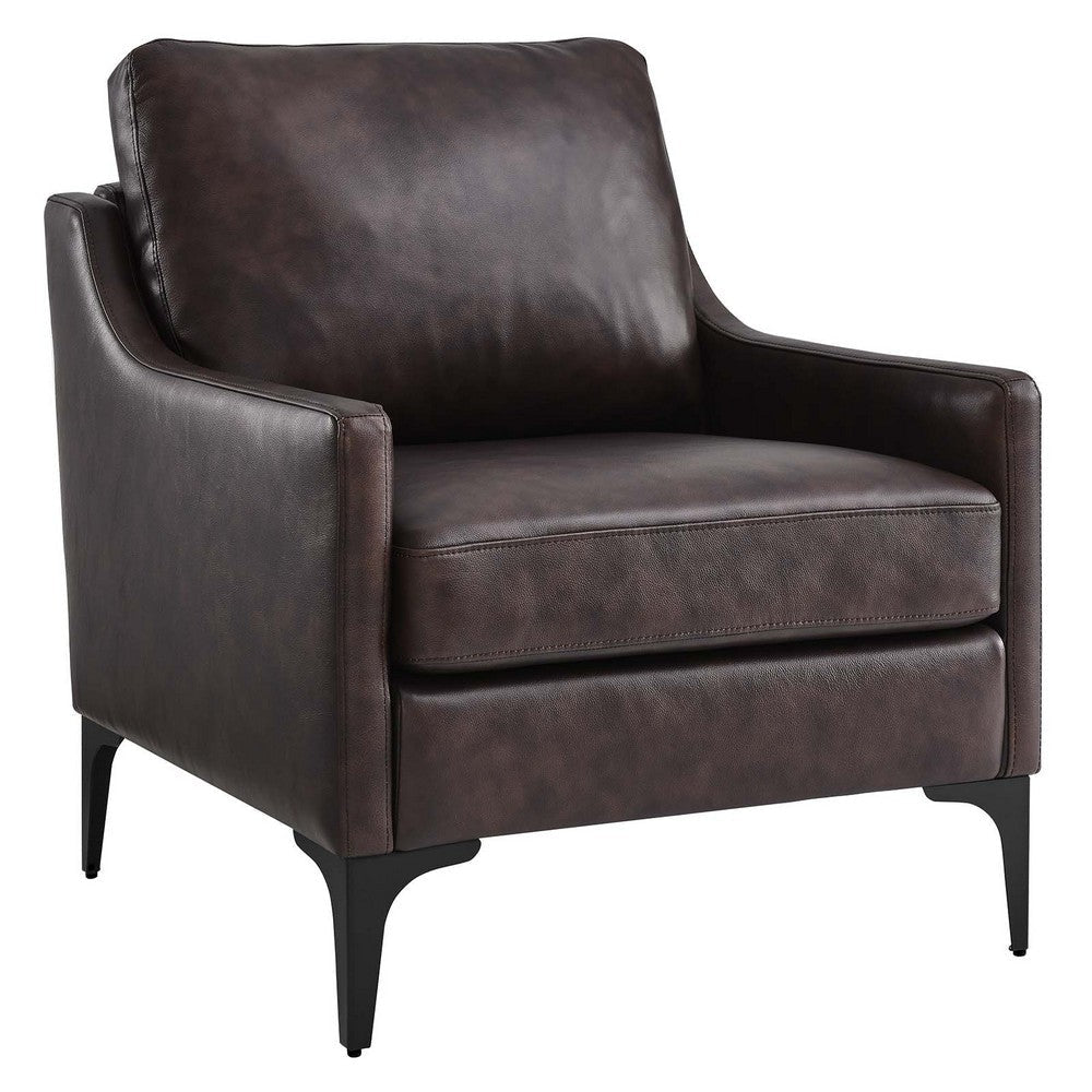 Modway Corland Upholstered Leather, Armchair, Brown