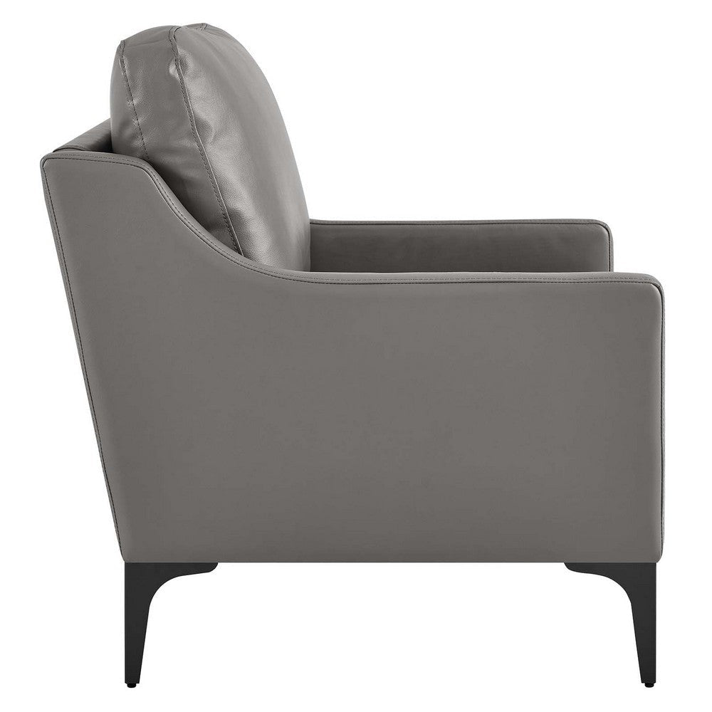 Modway Corland Upholstered Leather Armchair Gray MDY-EEI-6022-GRY