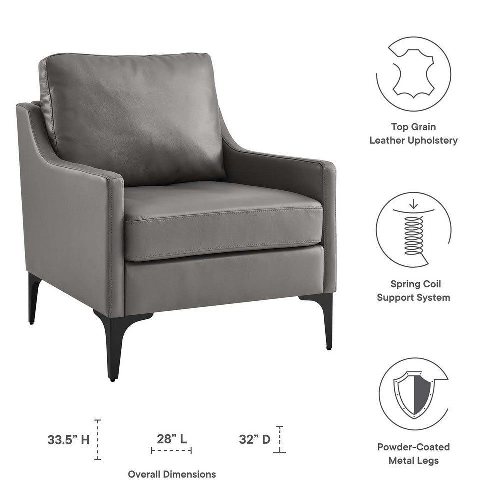 Modway Corland Upholstered Leather Armchair Gray MDY-EEI-6022-GRY