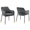 Modway Jovi Performance Velvet Dining Armchair, Black Charcoal