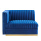 Modway Sanguine Channel Tufted Performance Velvet Modular Sectional Sofa Ottoman Left-Arm Chair Navy MDY-EEI-6031-NAV