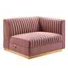 Modway Sanguine Channel Tufted Performance Velvet Modular Sectional Sofa Ottoman, Right-Arm Chair, Dusty Rose