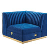 Modway Sanguine Channel Tufted Performance Velvet Modular Sectional Sofa Ottoman Left Corner Chair Navy MDY-EEI-6034-NAV