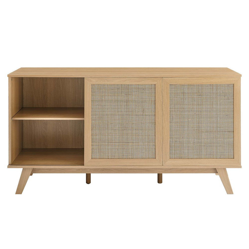 Modway Soma Modern Rattan 59’’ High TV Stand Sideboard Oak MDY-EEI-6043-OAK