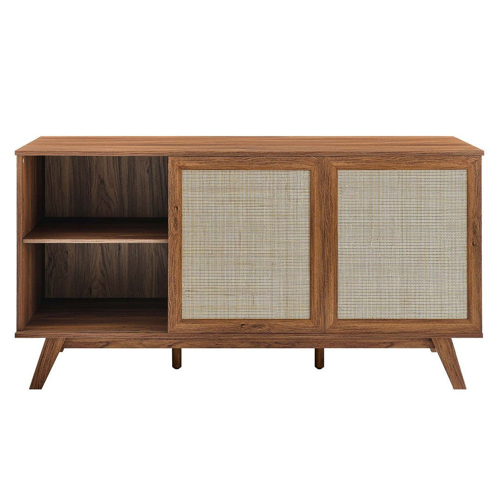 Modway Soma Modern Rattan 59’’ High TV Stand Sideboard Walnut MDY-EEI-6043-WAL