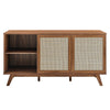 Modway Soma Modern Rattan 59’’ High TV Stand Sideboard Walnut MDY-EEI-6043-WAL