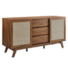 Modway Soma Modern Rattan, 59" High TV Stand Sideboard, Walnut