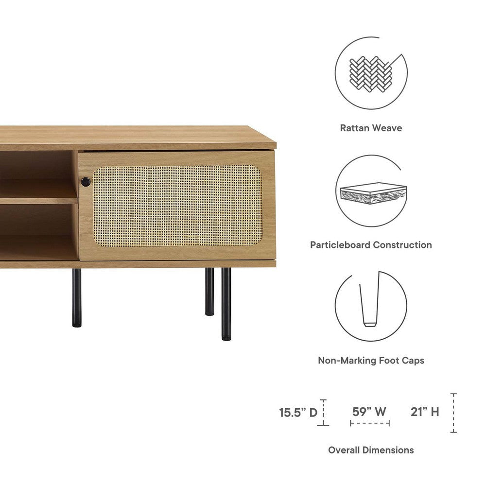 Modway Cambria Rattan TV Stand 60 Inch Oak MDY-EEI-6045-OAK