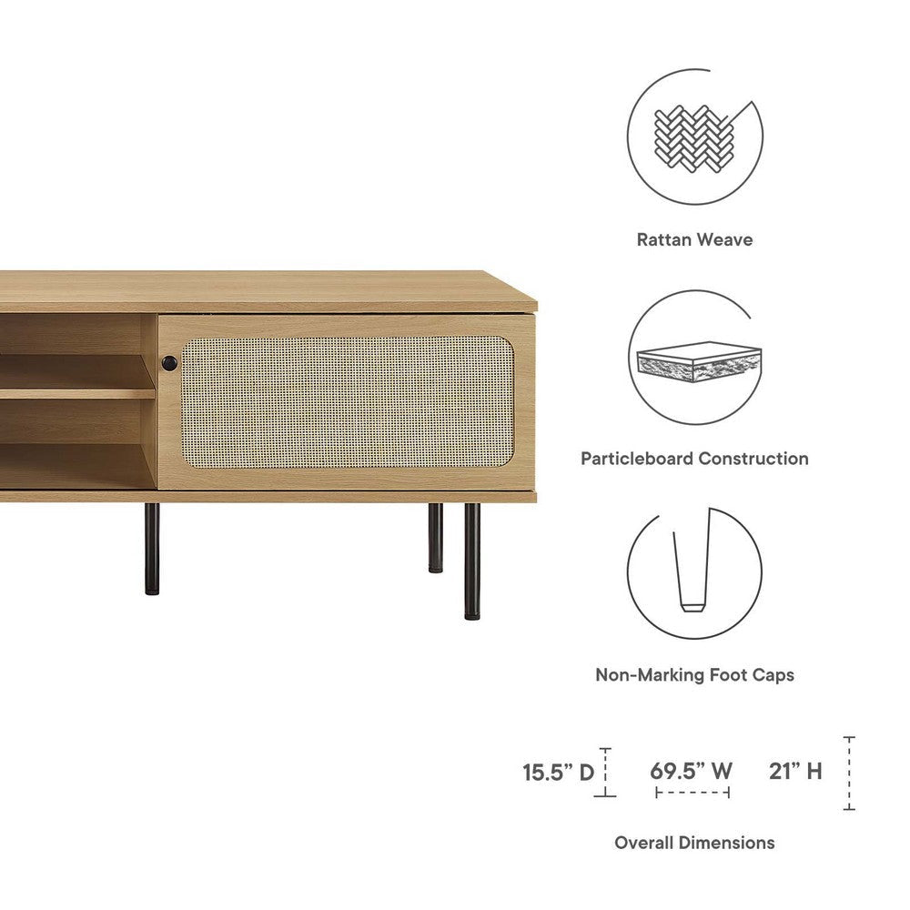 Modway Cambria Rattan TV Stand 70 Inch Oak MDY-EEI-6046-OAK