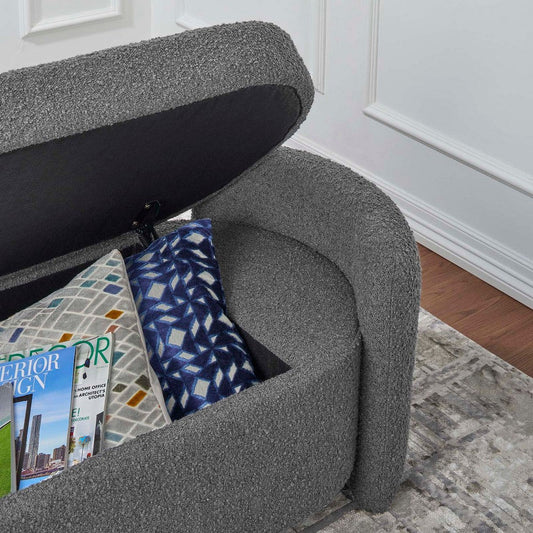 Modway Nebula Boucle Upholstered Storage Bench in Charcoal