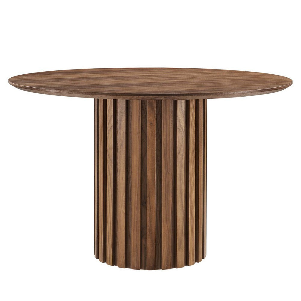 Modway Senja Mid-Century Modern Wood Grain Dining Table 47’’ Round Walnut MDY-EEI-6064-WAL-SET