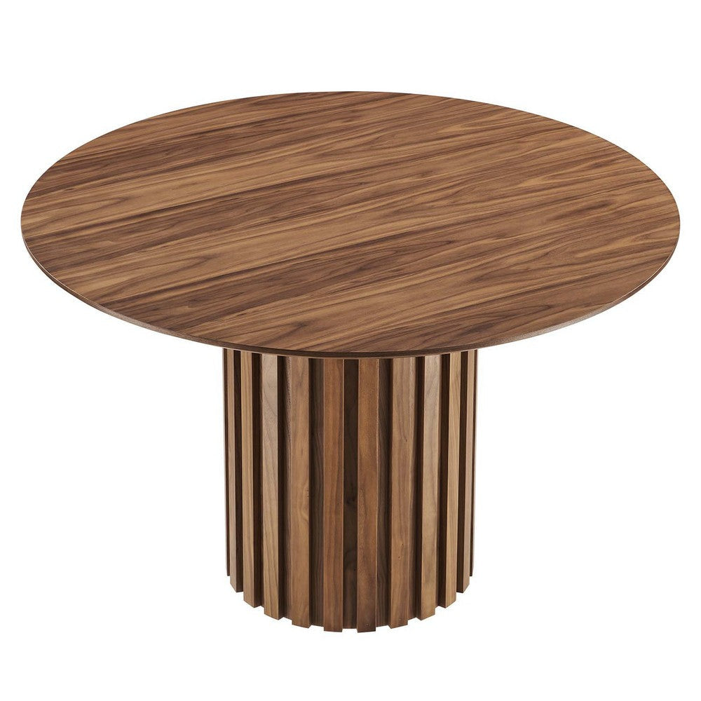 Modway Senja Mid-Century Modern Wood Grain Dining Table 47’’ Round Walnut MDY-EEI-6064-WAL-SET