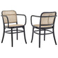 Modway Winona Elm Wood Cane Rattan Seat, Dining Chair - Set of 2, Black