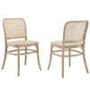 Modway Winona Elm Wood Cane Rattan Seat, Dining Side Chair - Set of 2, Gray