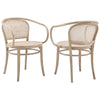 Modway Oliana Wood Dining Chair with Cane Rattan, Set of 2, Gray