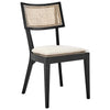 Modway Caledonia Wood Dining Chair with Cane Rattan in Black Beige-Set of 2 MDY-EEI-6080-BLK-BEI