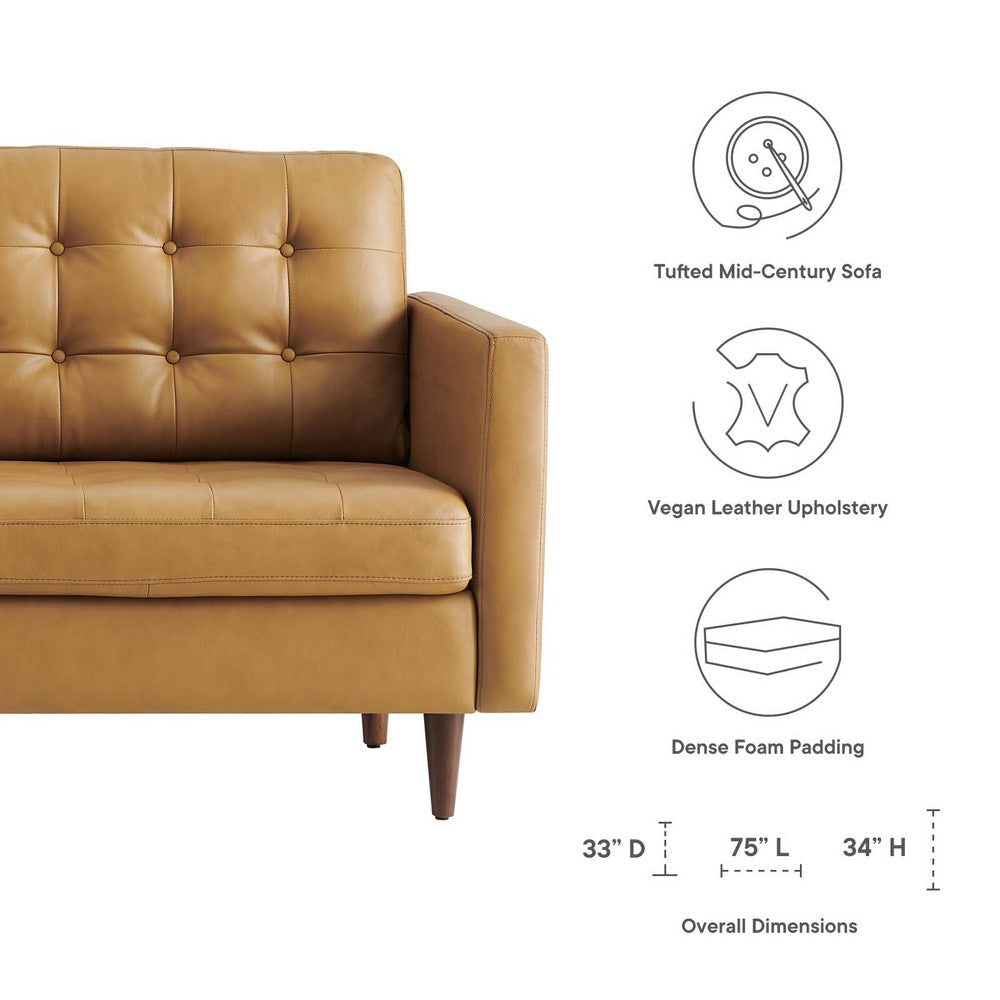 Modway Exalt Tufted Vegan Leather Sofa Tan MDY-EEI-6099-TAN