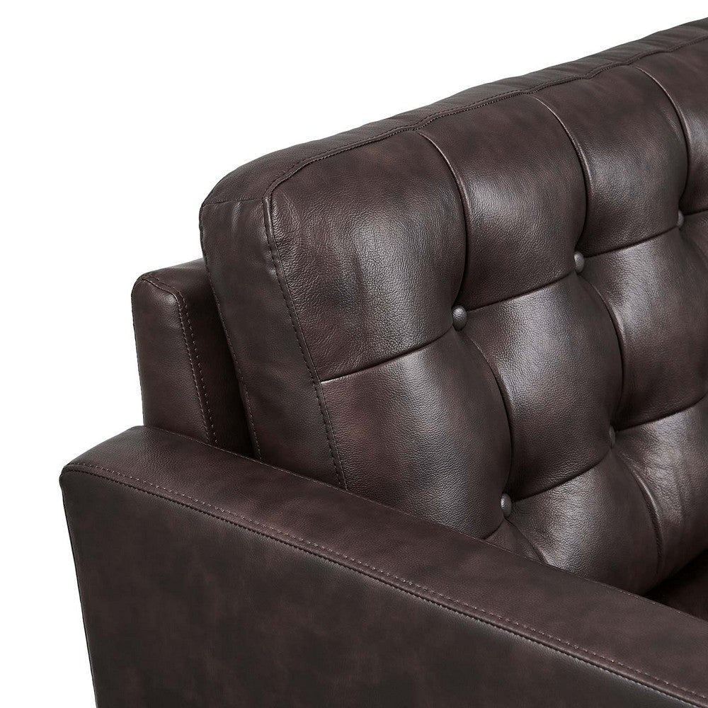 Exalt Tufted Leather Loveseat - No Shipping Charges MDY-EEI-6100-BRN