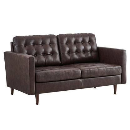 Exalt Tufted Leather Loveseat - No Shipping Charges MDY-EEI-6100-BRN