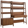 Modway Bixby 2-Piece Home Office Desk and Bookshelf Display Case in Walnut