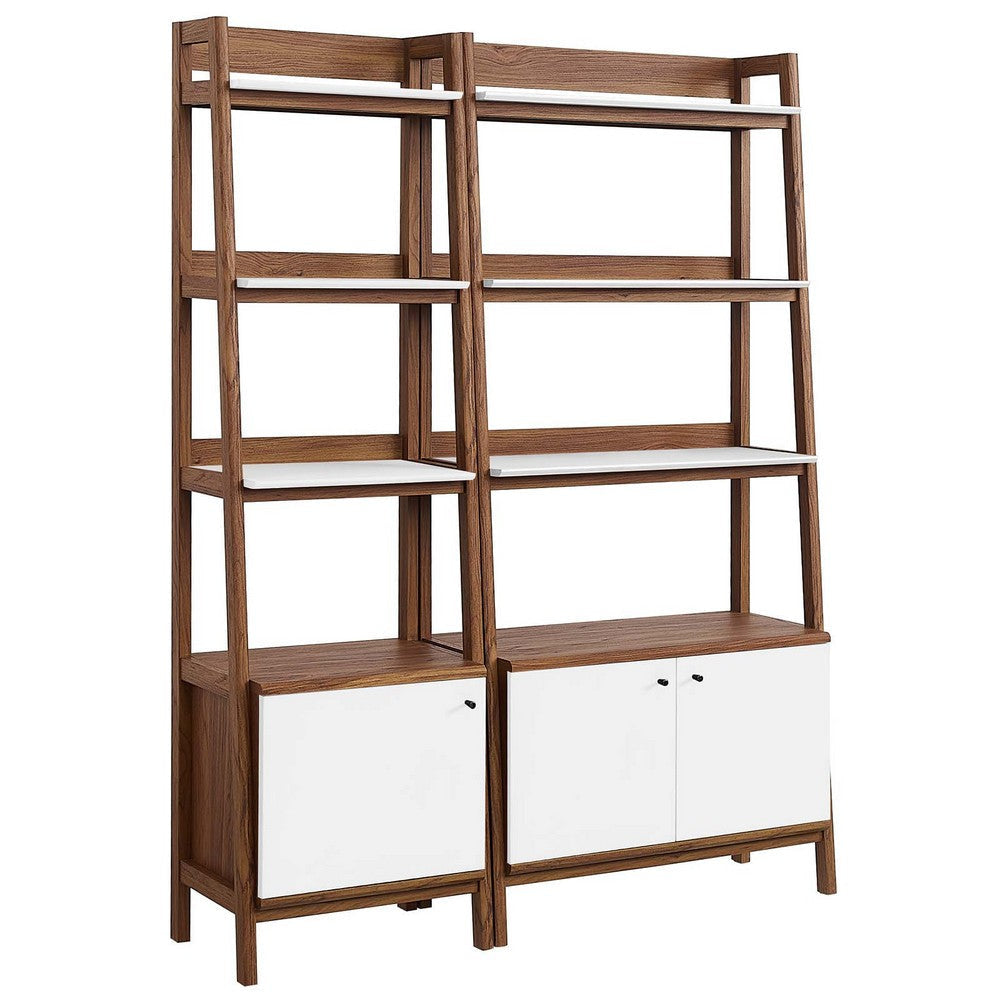 Modway Bookshelf Display Cases in Walnut White - Set of 2