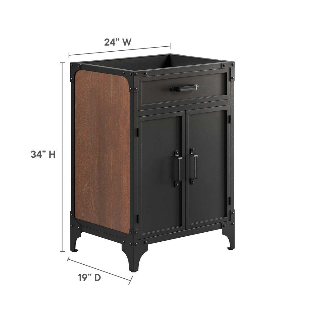 Modway Steamforge 24’’ Industrial Modern Bathroom Vanity in Black Walnut-Sink Basin Not Included 23 MDY-EEI-6127-BLK-WAL