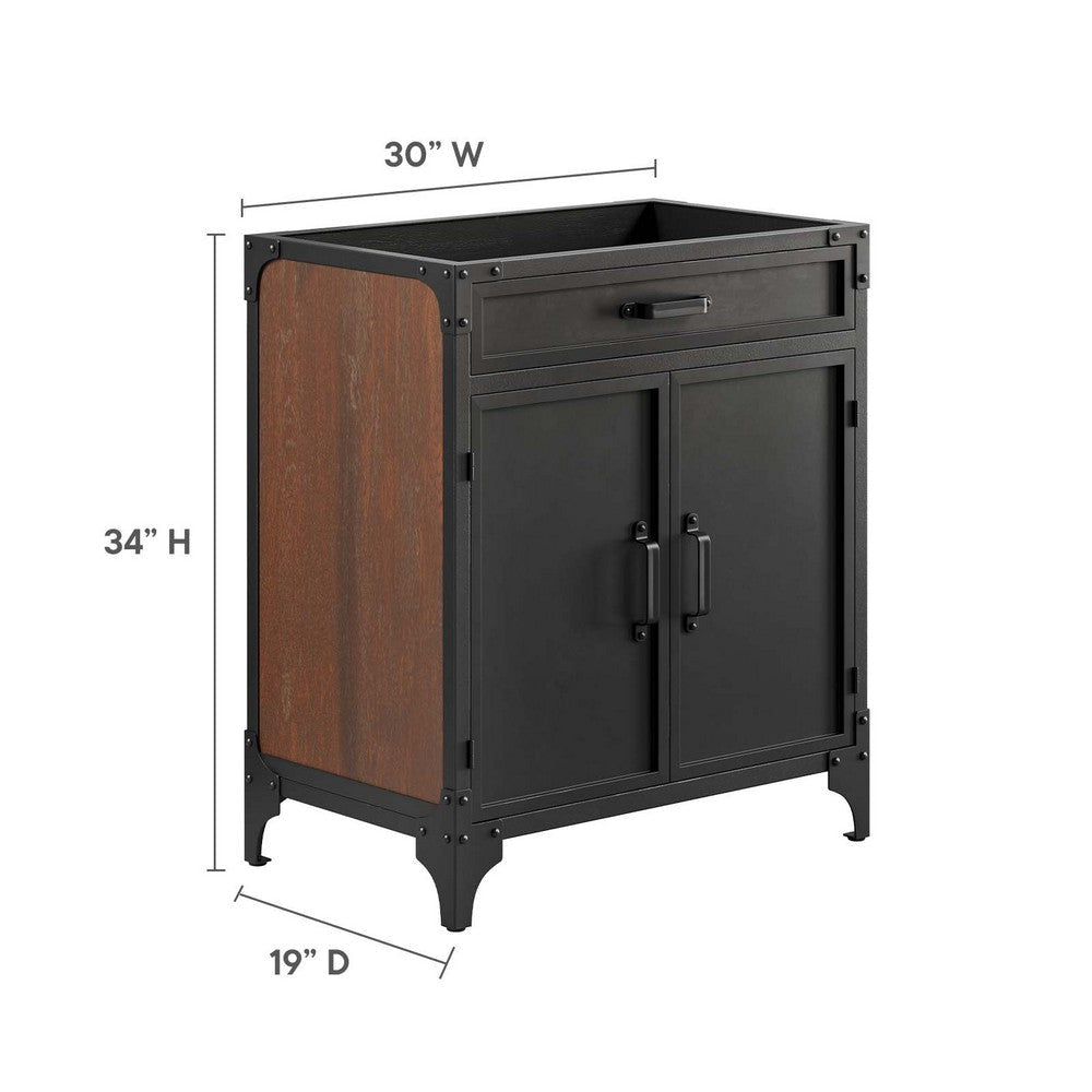 Modway Steamforge 30’’ Industrial Modern Bathroom Vanity in Black Walnut-Sink Basin Not Included 29 MDY-EEI-6128-BLK-WAL