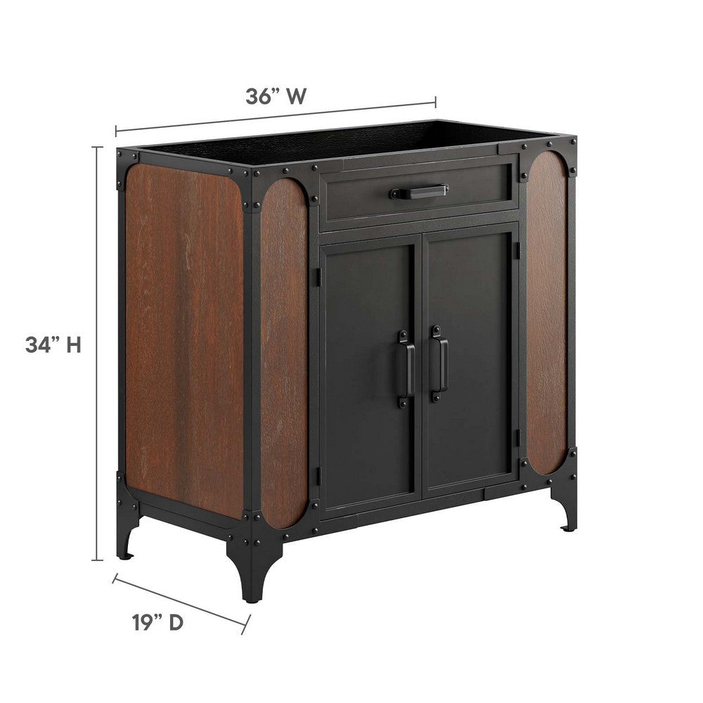 Modway Steamforge 36’’ Industrial Modern Bathroom Vanity in Black Walnut-Sink Basin Not Included 35 MDY-EEI-6129-BLK-WAL