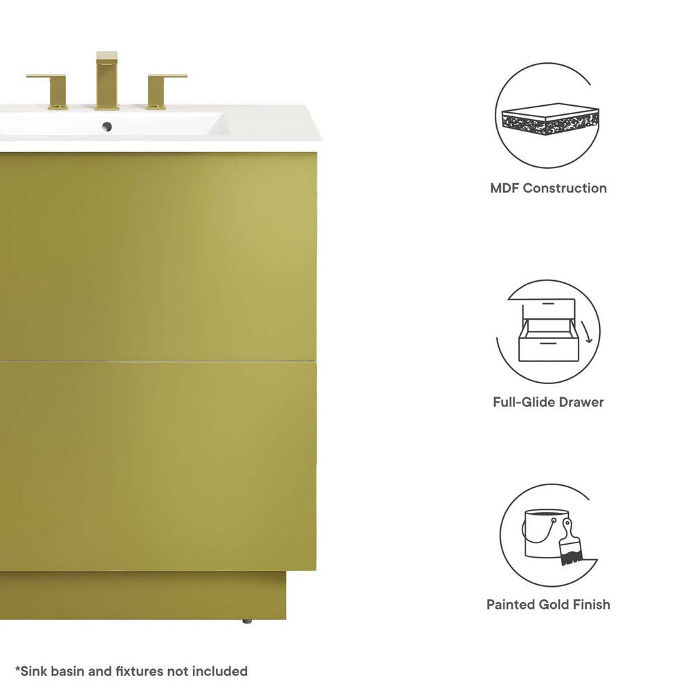 Modway Quantum Modern 30’’ Bathroom Vanity in Gold-Sink Basin Not Included MDY-EEI-6133-GLD