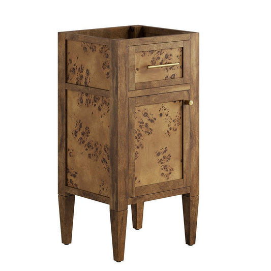 Modway Elysian 18" Burl Wood Bathroom Vanity Cabinet in Brown-Sink Basin Not Included