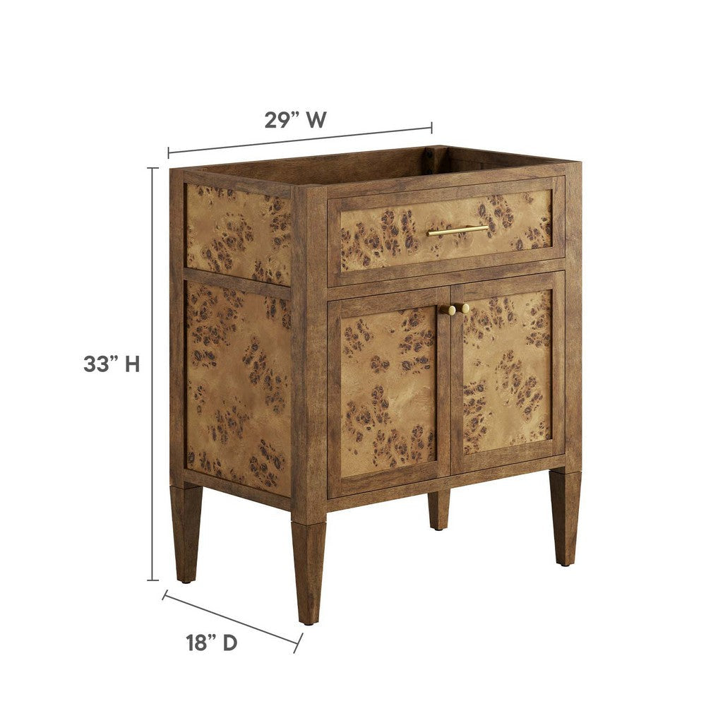 Modway Elysian 30’’ Burl Wood Bathroom Vanity Cabinet in Brown-Sink Basin Not Included MDY-EEI-6138-BRN