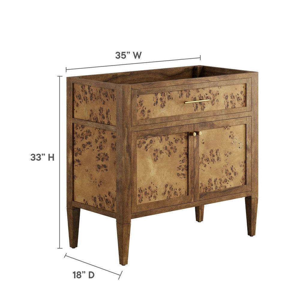 Modway Elysian 36’’ Burl Wood Bathroom Vanity Cabinet in Brown-Sink Basin Not Included MDY-EEI-6139-BRN