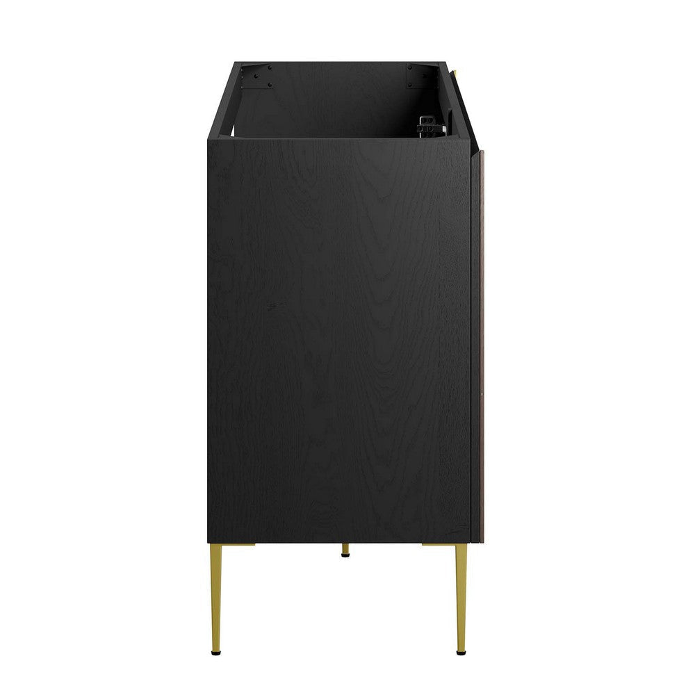 Modway Alchemist Modern Geometric Wood Grain 48’’ Single or Double Compatible Bathroom Vanity in Black Gold-Sink Basin Not Included