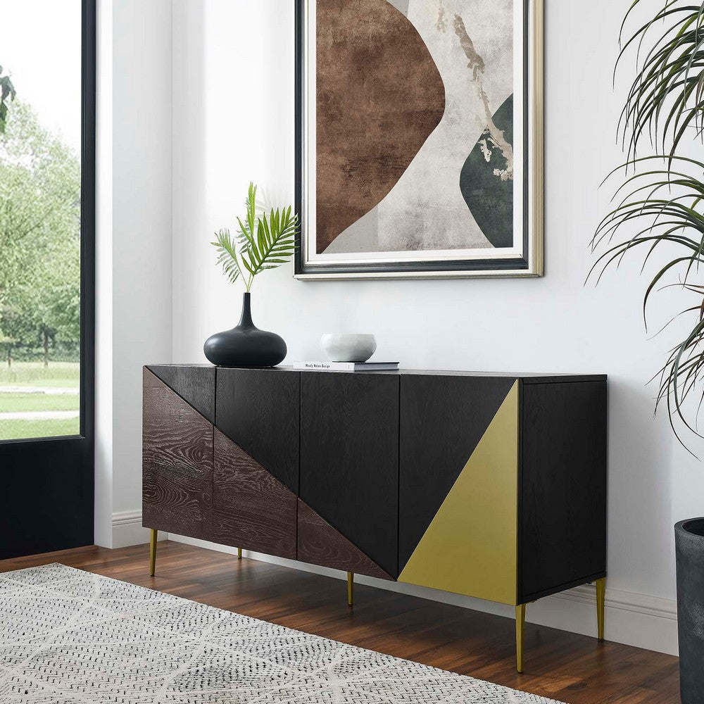 Modway Alchemist Modern Geometric Accent Cabinet Sideboard in Black Gold with Spacious Storage 18 MDY-EEI-6147-BLK-GLD