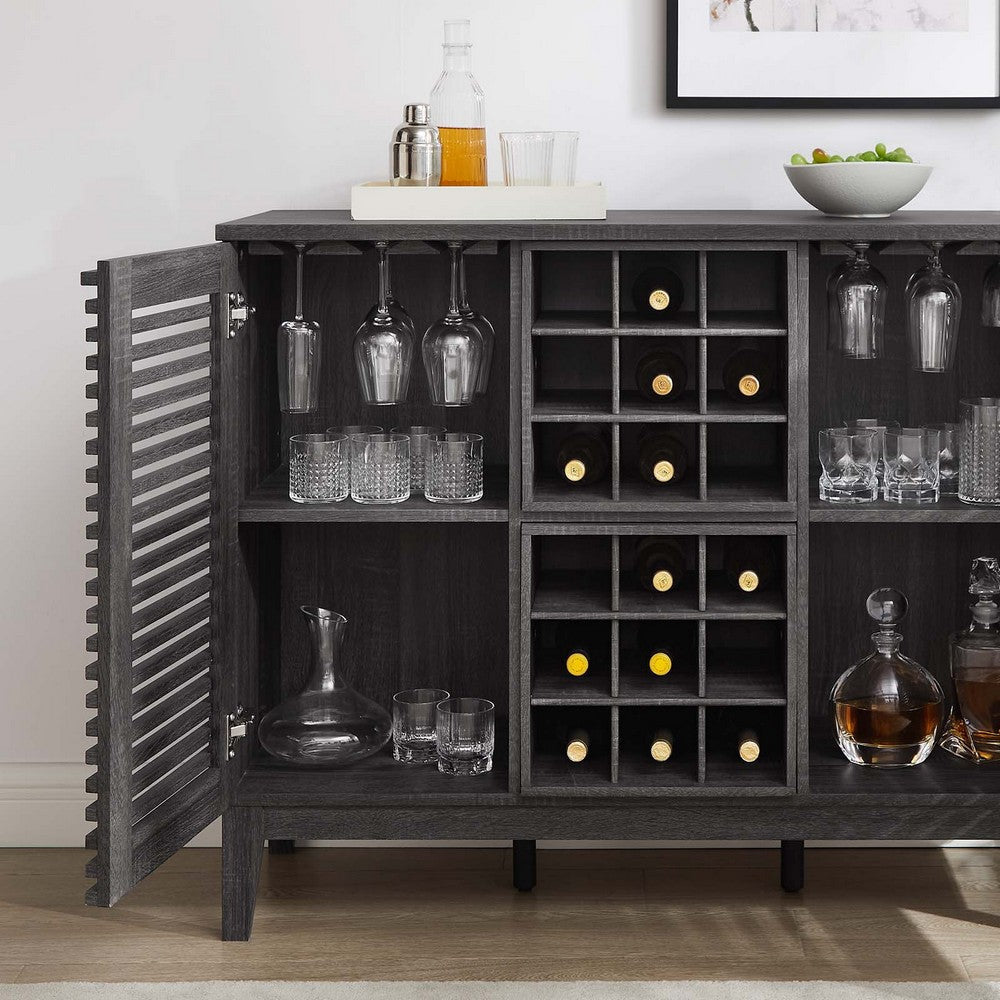 Mid-Century Modern Wine Bar Cabinet in Charcoal By Modway -  17 x 46 x 37