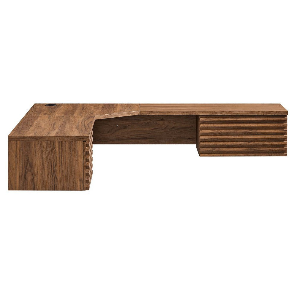 Modway Render 60’’ Mid-Century Modern Wall-Mount Corner Office Desk in Walnut MDY-EEI-6181-WAL