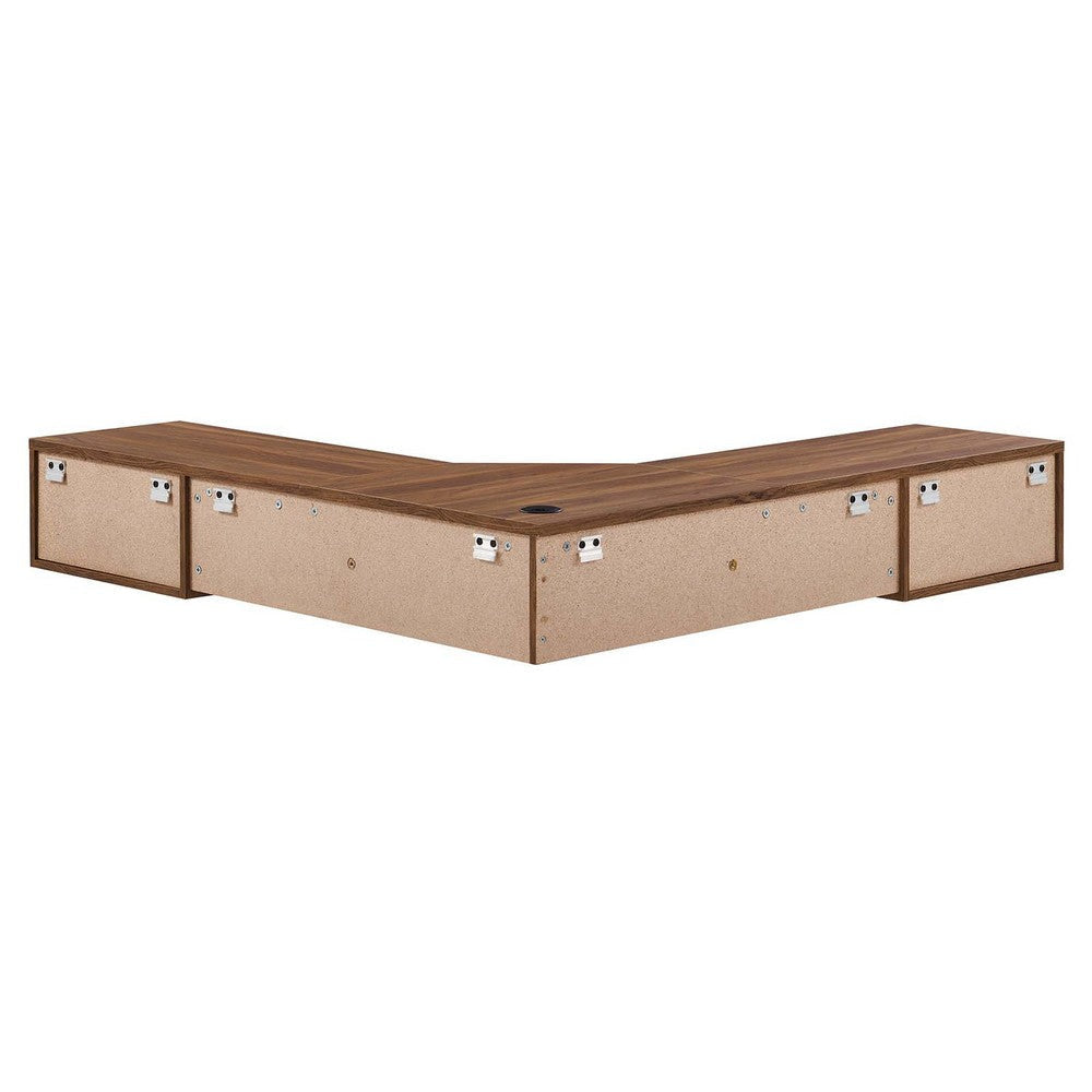 Modway Render 60’’ Mid-Century Modern Wall-Mount Corner Office Desk in Walnut MDY-EEI-6181-WAL