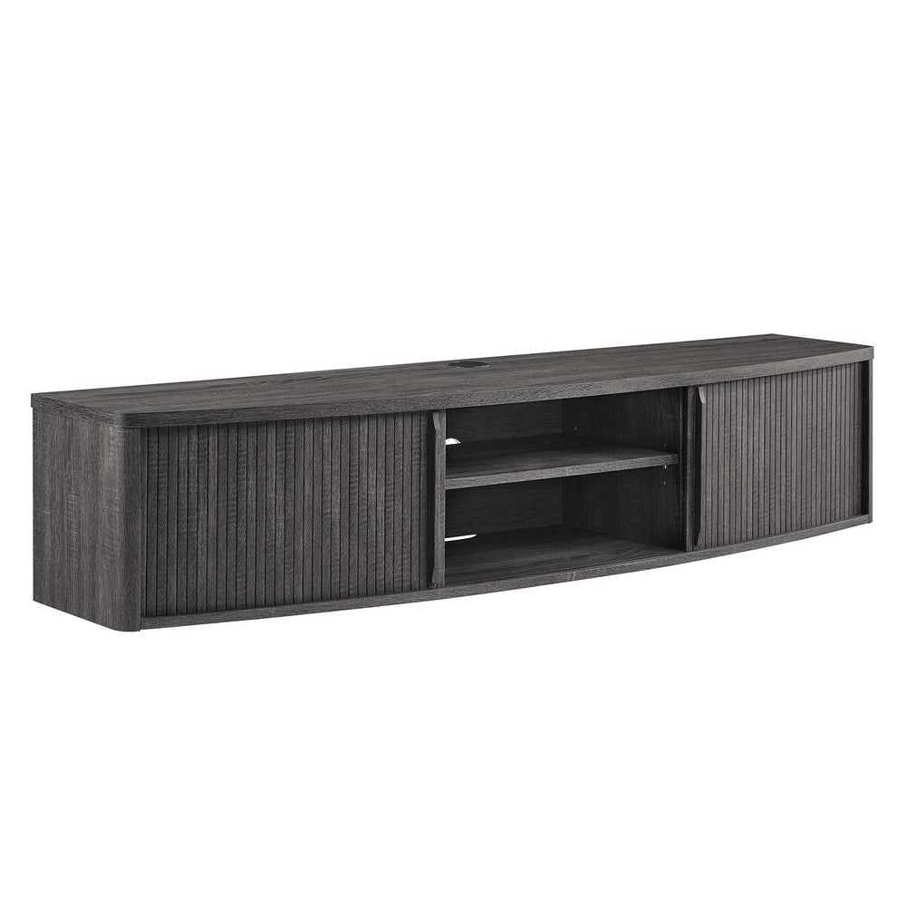 Modway Resonance 60" Modern Wall-Mount TV Stand in Charcoal