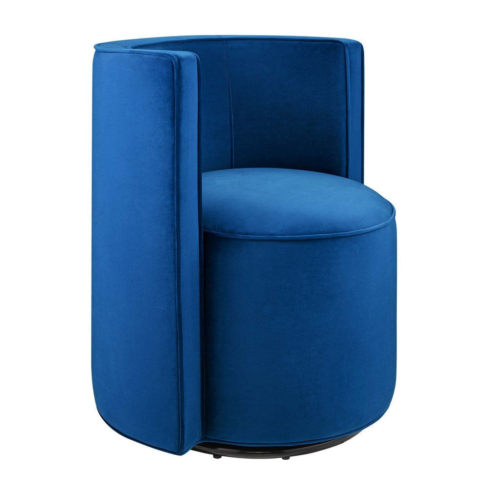 Modway Della Performance Velvet Accent Swivel Chair in Navy