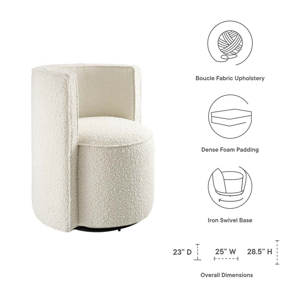 Della Boucle Fabric Swivel Chair - No Shipping Charges MDY-EEI-6223-IVO