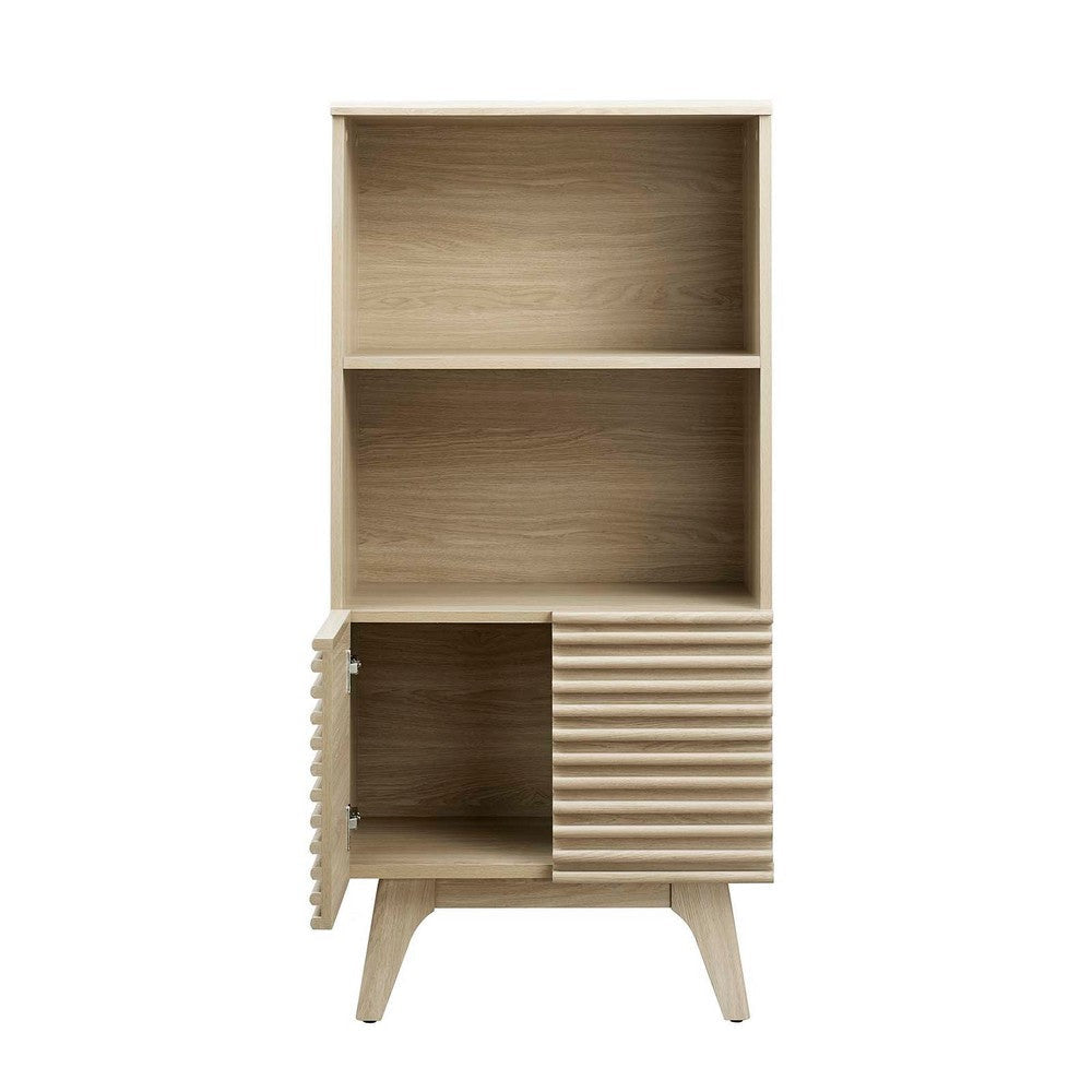 Modway Render Mid-Century Modern Office Display Cabinet Bookshelf Oak MDY-EEI-6229-OAK