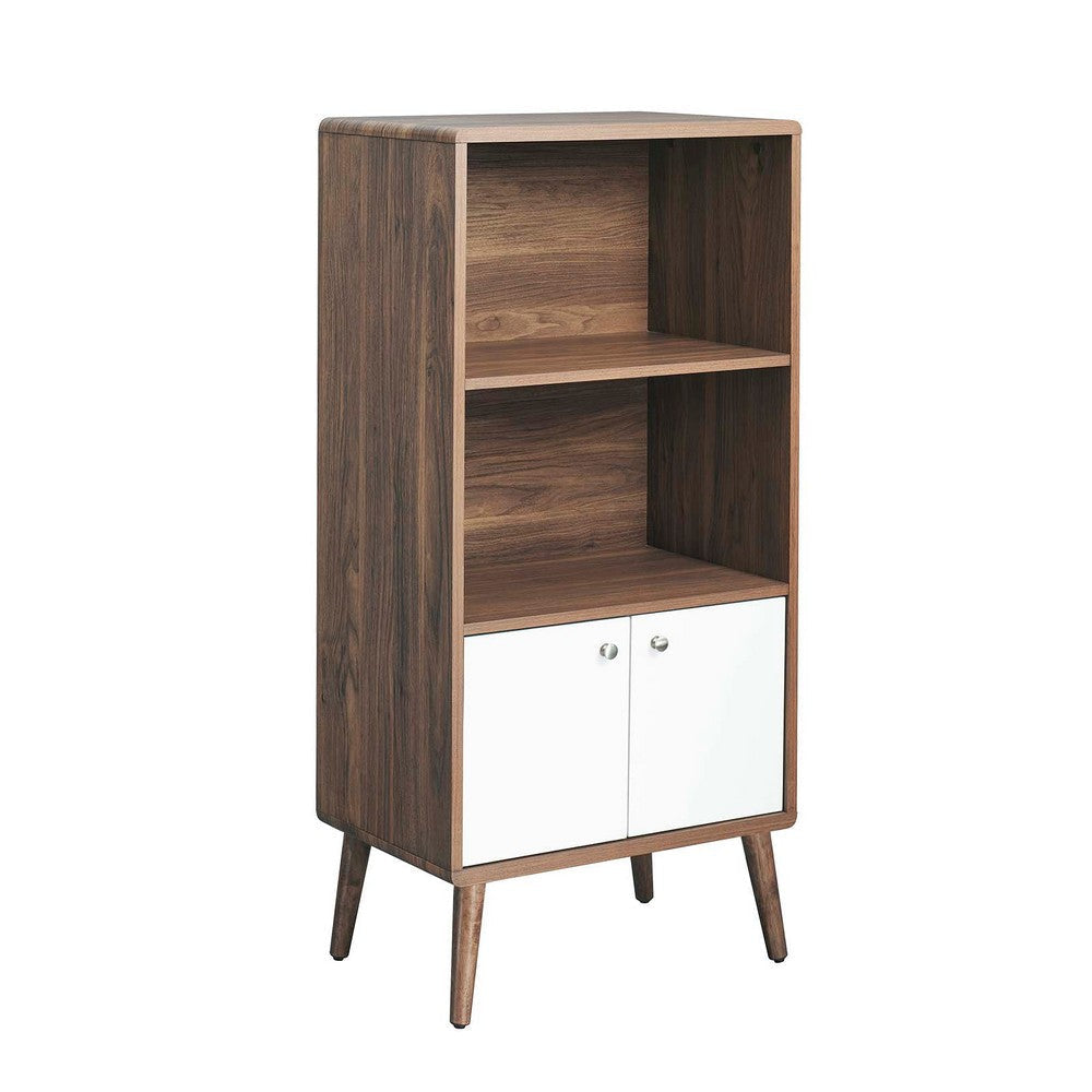 Modway EEI-6230-WAL-WHI Transmit Display Cabinet Bookshelf, Walnut White