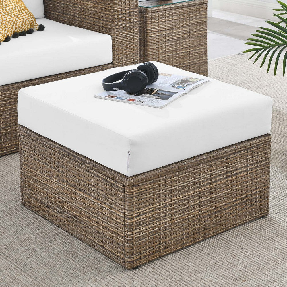 Modway Convene Outdoor Patio Outdoor Patio Ottoman in Cappuccino White MDY-EEI-6241-CAP-WHI