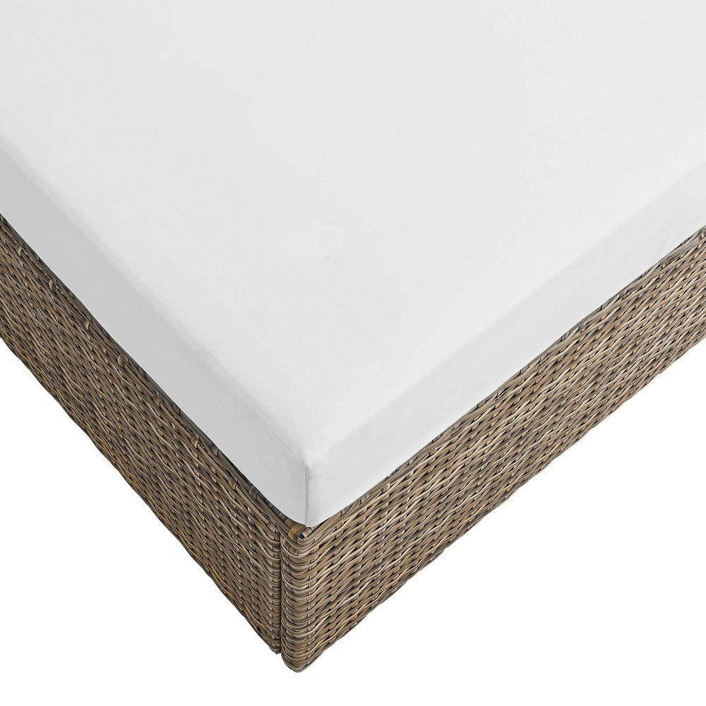 Modway Convene Outdoor Patio Outdoor Patio Rectangle Ottoman in Cappuccino White MDY-EEI-6248-CAP-WHI