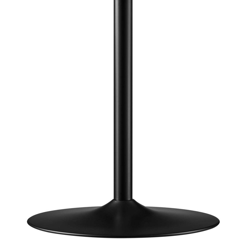 Modway Amuse 40’’ Round Mid-Century Modern Pedestal Dining Table in Black White MDY-EEI-6249-BLK-WHI